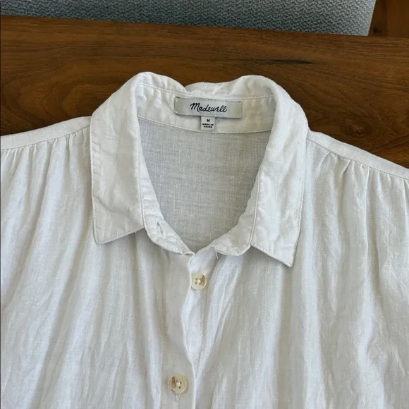 Madewell Linen-Blend Hilltop Shirt in White Size Medium - Picture 6 of 8